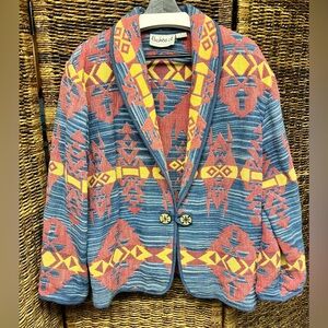 Flashback Vintage Aztec Blazer - Blue and Orange- Large, Womens‎